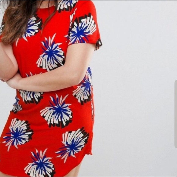 Alice & You Dresses & Skirts - Plus Red Orange Floral Dress Size 14